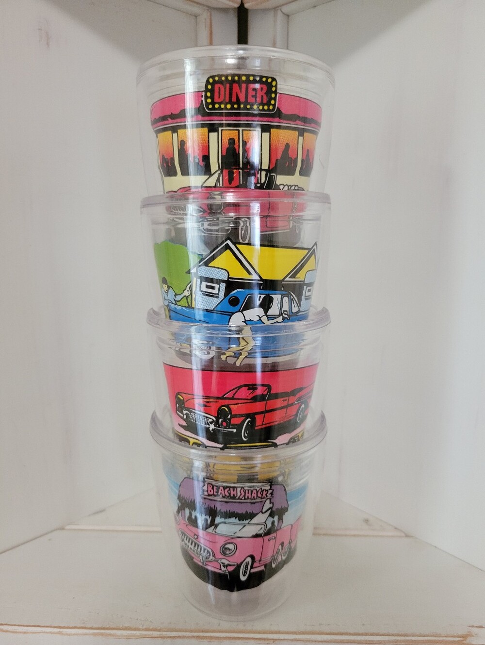 Vintage 80's Classic Car Tumbler Set